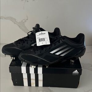 Adidas Men's Black and Silver Athletic Cleats